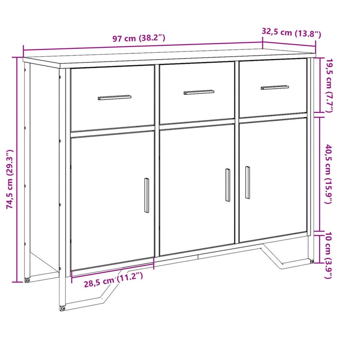 Dulap, stejar fumuriu, 97x32,5x74,5 cm, lemn prelucrat - WALTI WALTI