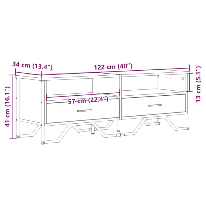 Dulap TV, stejar fumuriu, 122x34x41 cm, lemn prelucrat - WALTI WALTI