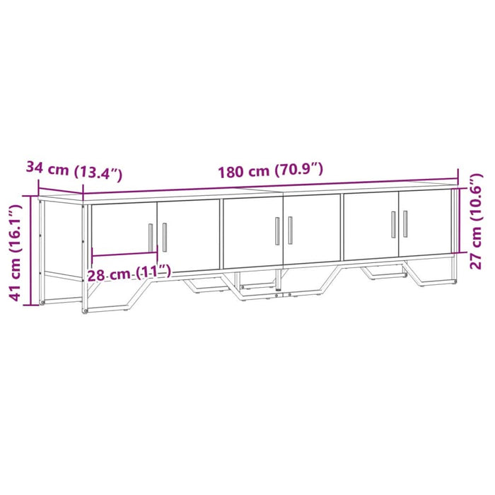 Dulap TV, stejar sonoma, 180x34x41 cm, lemn prelucrat - WALTI WALTI