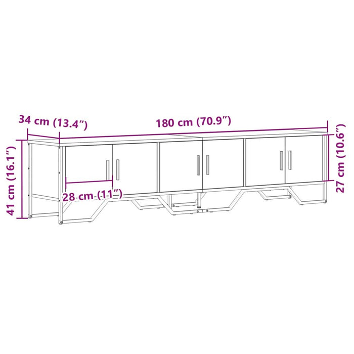 Dulap TV, gri sonoma, 180x34x41 cm, lemn prelucrat - WALTI WALTI