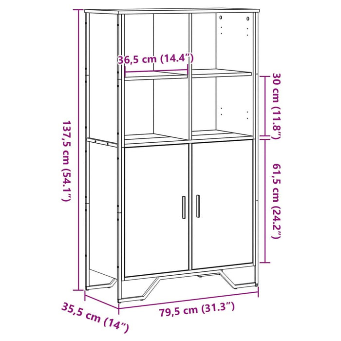 Dulap înalt, negru, 79,5x35,5x137,5 cm, lemn prelucrat - WALTI WALTI
