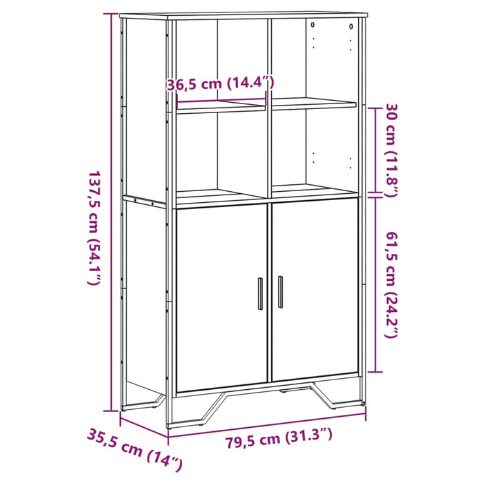 Dulap înalt, gri sonoma, 79,5x35,5x137,5 cm, lemn prelucrat - WALTI WALTI