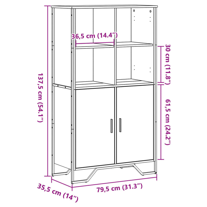 Dulap înalt, stejar maro, 79,5x35,5x137,5 cm, lemn prelucrat - WALTI WALTI