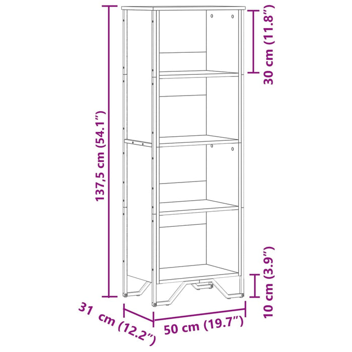 Bibliotecă, negru, 50x31x137,5 cm, lemn prelucrat - WALTI WALTI