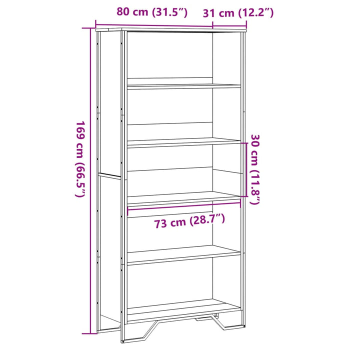 Bibliotecă, negru, 80x31x169 cm, lemn prelucrat - WALTI WALTI