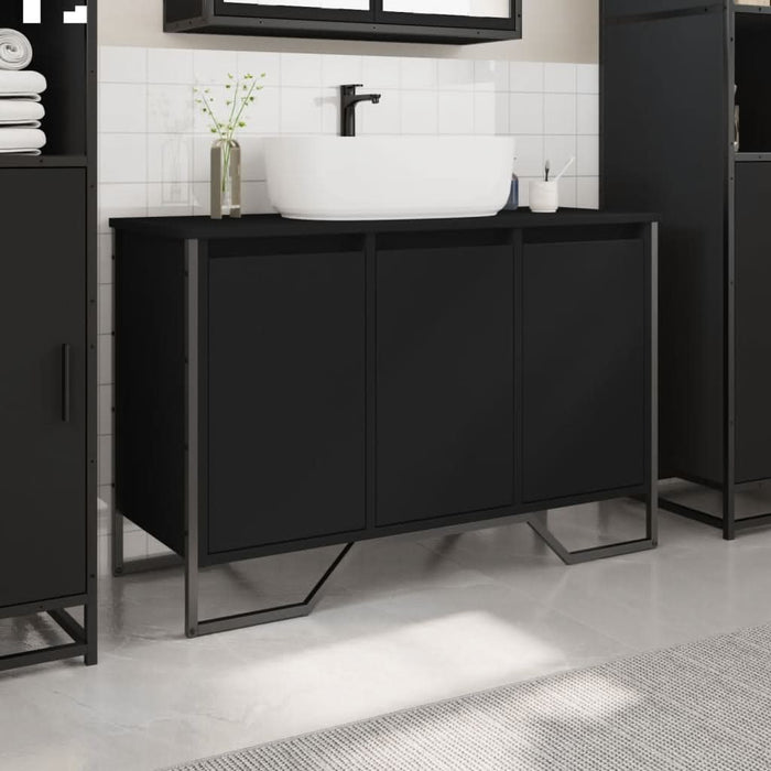 Dulap pentru chiuvetă baie, negru, 91x35x60 cm, lemn prelucrat - WALTI WALTI