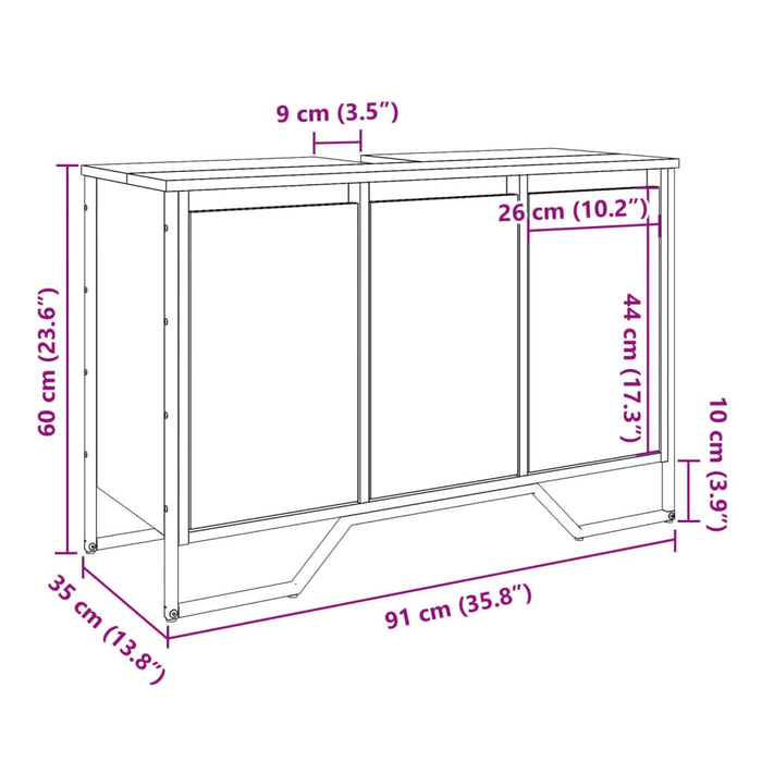 Dulap pentru chiuvetă baie, negru, 91x35x60 cm, lemn prelucrat - WALTI WALTI