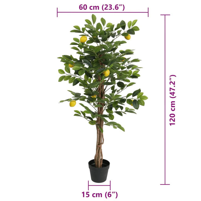 Lămâi artificial cu 3 trunchiuri, verde, 120 cm, PP WALTI