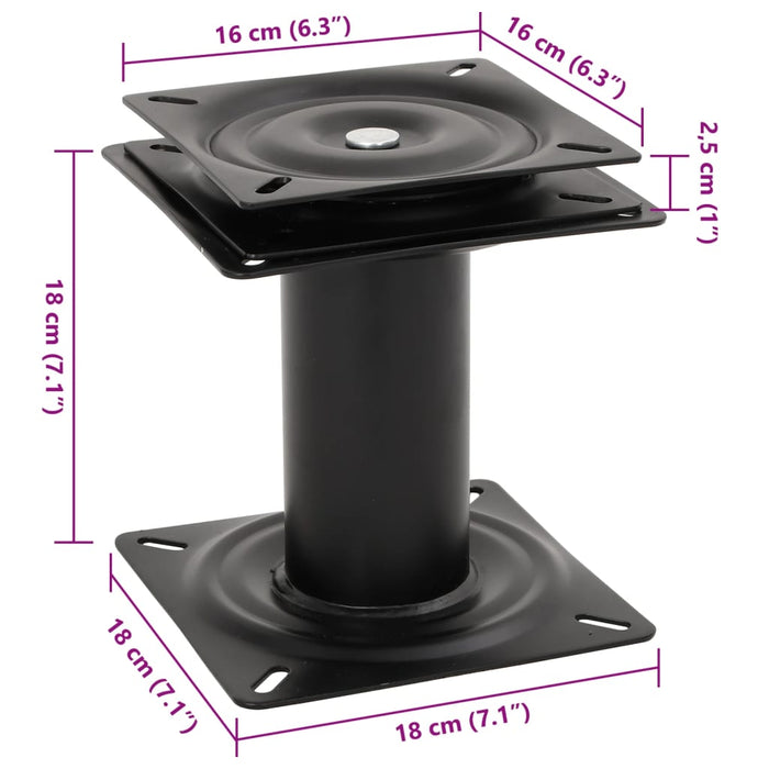 Piedestale scaun pentru barcă, 2 buc., pivotante la 360°, oțel WALTI