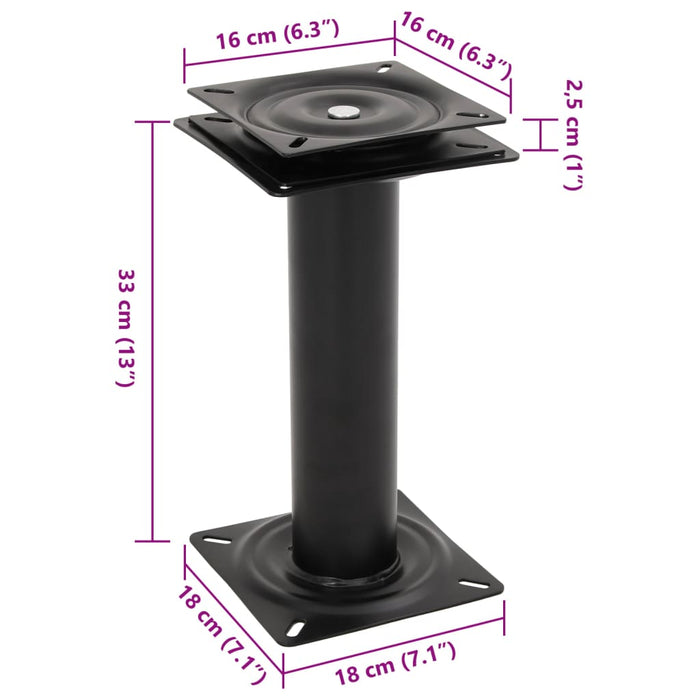 Piedestale scaun pentru barcă, 2 buc., pivotante la 360°, oțel WALTI