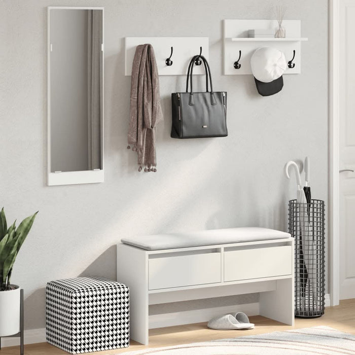 Set de mobilier pentru hol, 4 piese, alb, lemn prelucrat - WALTI WALTI
