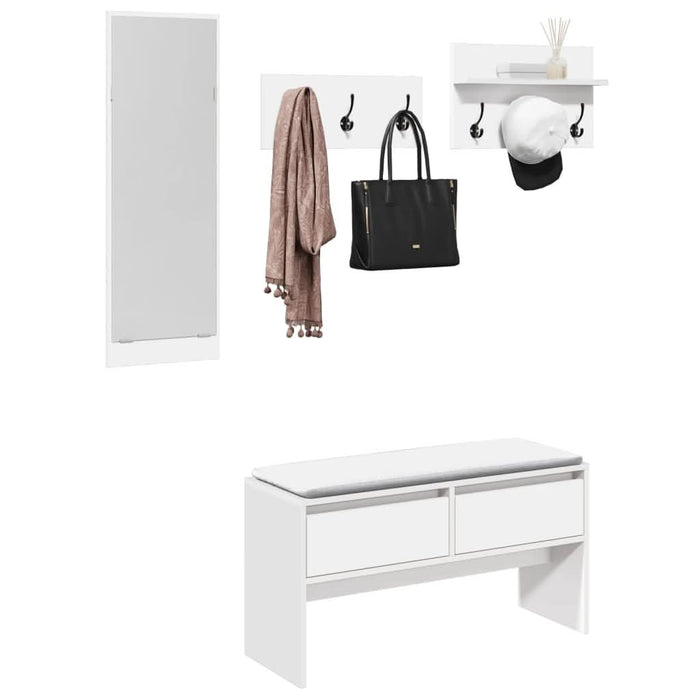 Set de mobilier pentru hol, 4 piese, alb, lemn prelucrat - WALTI WALTI