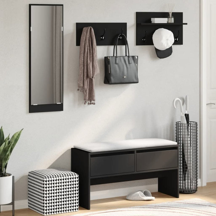 Set de mobilier pentru hol, 4 piese, negru, lemn prelucrat - WALTI WALTI