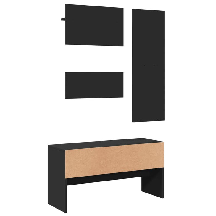 Set de mobilier pentru hol, 4 piese, negru, lemn prelucrat - WALTI WALTI