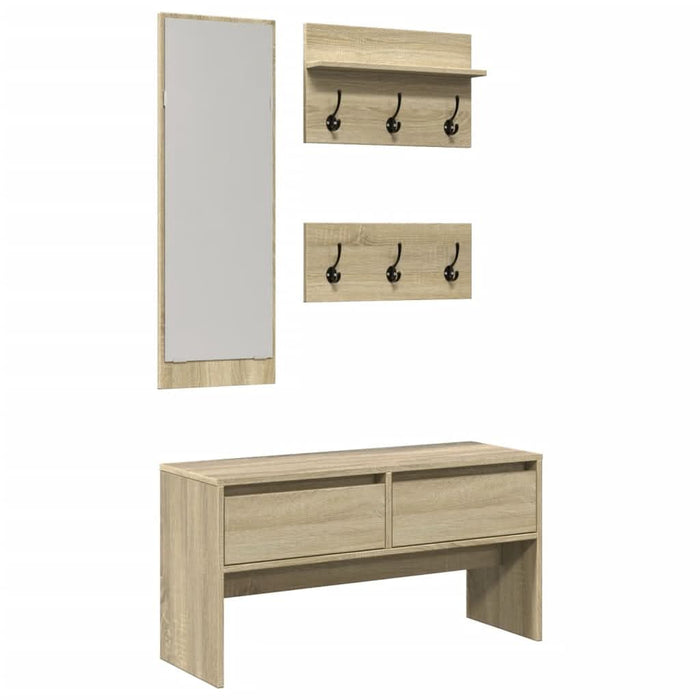 Set mobilier pentru hol, 4 piese, stejar sonoma, lemn prelucrat - WALTI WALTI