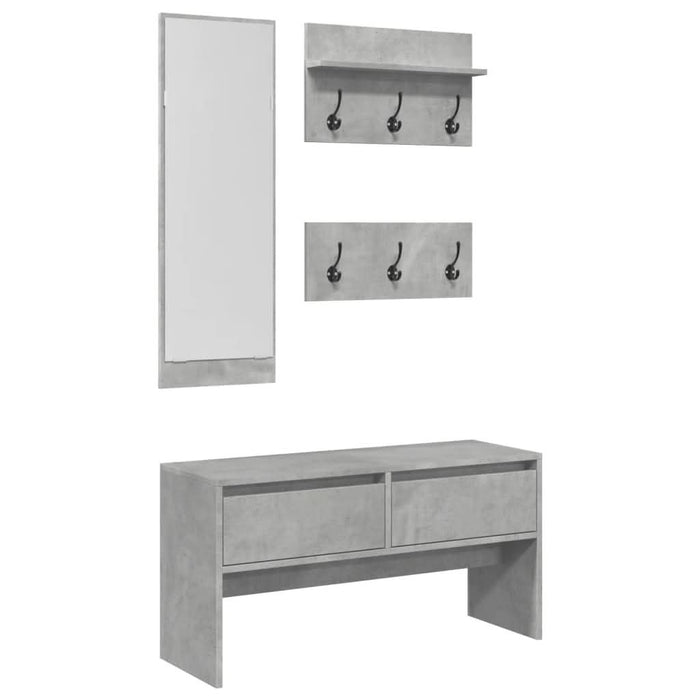 Set de mobilier pentru hol, 4 piese, gri beton, lemn prelucrat - WALTI WALTI
