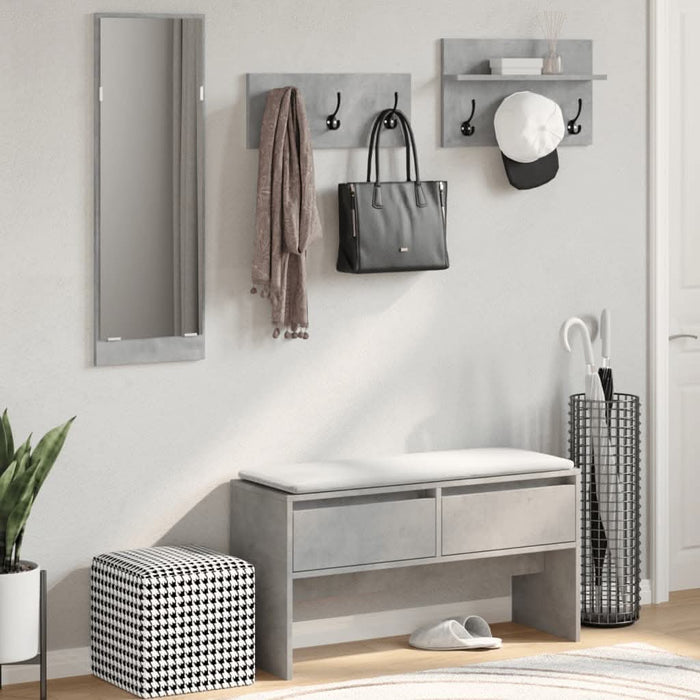 Set de mobilier pentru hol, 4 piese, gri beton, lemn prelucrat - WALTI WALTI