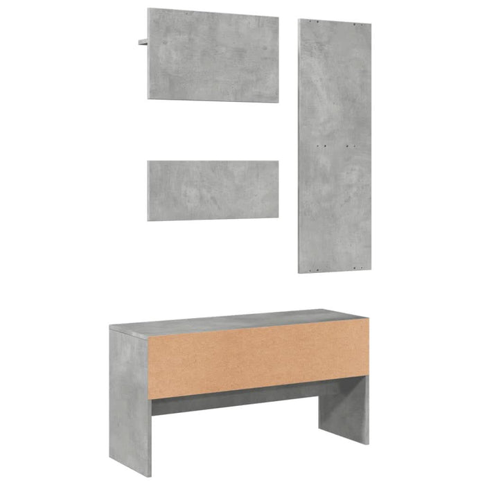 Set de mobilier pentru hol, 4 piese, gri beton, lemn prelucrat - WALTI WALTI
