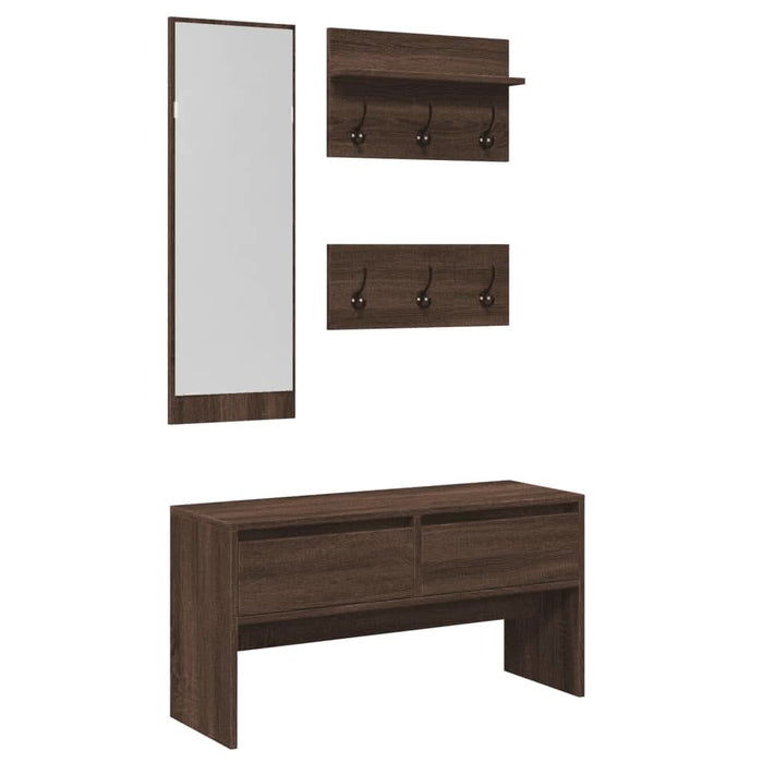 Set mobilier de hol, 4 piese, stejar maro, lemn prelucrat - WALTI WALTI