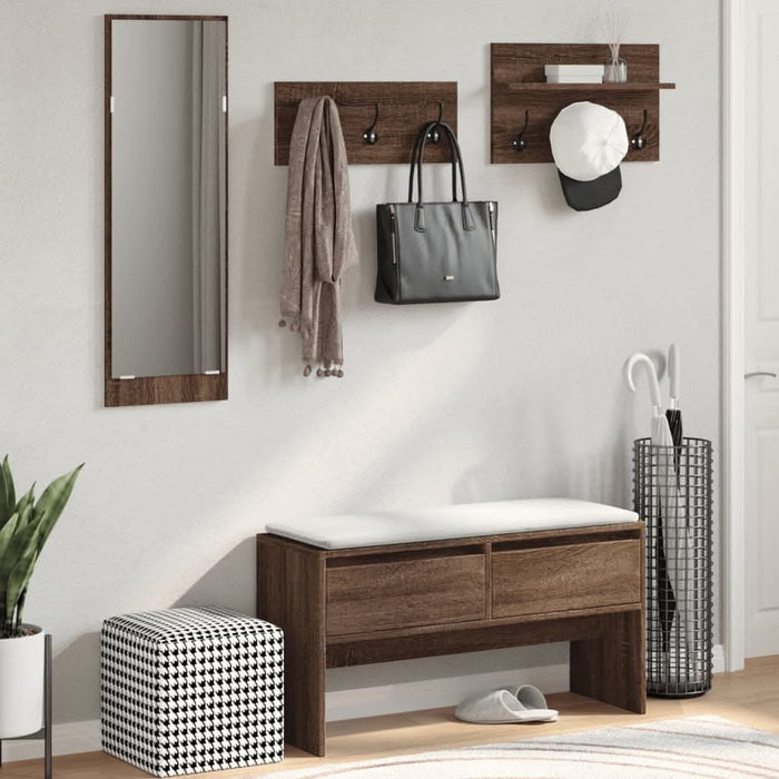 Set mobilier de hol, 4 piese, stejar maro, lemn prelucrat - WALTI WALTI
