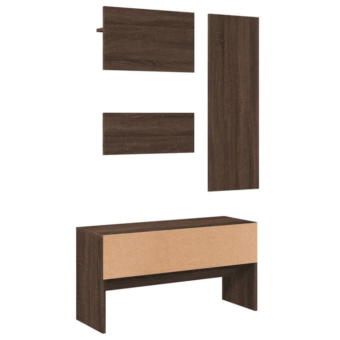 Set mobilier de hol, 4 piese, stejar maro, lemn prelucrat - WALTI WALTI