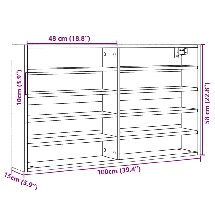 Dulap cu vitrină, gri beton, 100x15x58 cm, lemn prelucrat - WALTI WALTI