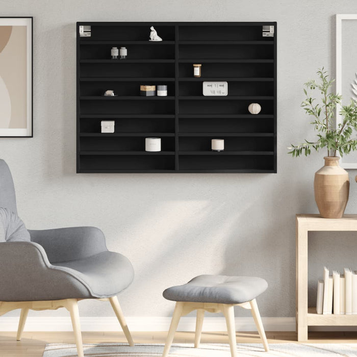 Dulap cu vitrină, negru, 100x8,5x75 cm, lemn prelucrat - WALTI WALTI
