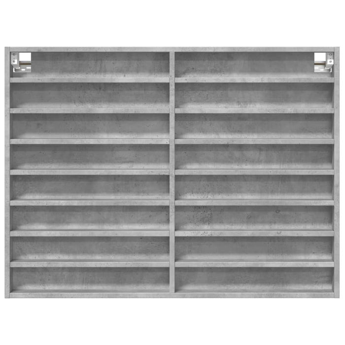 Dulap cu vitrină, gri beton, 100x8,5x75 cm, lemn prelucrat WALTI