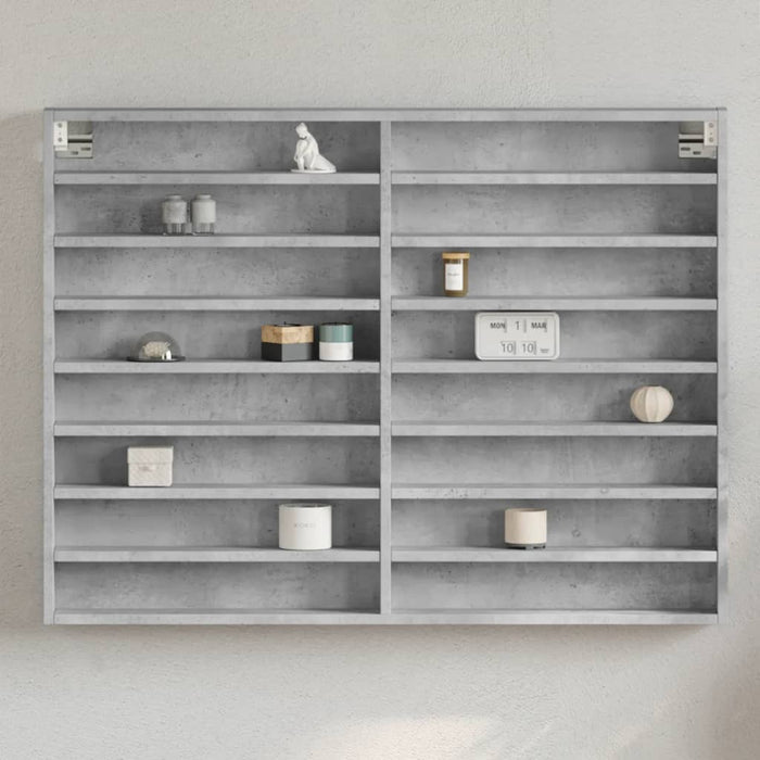 Dulap cu vitrină, gri beton, 100x8,5x75 cm, lemn prelucrat WALTI