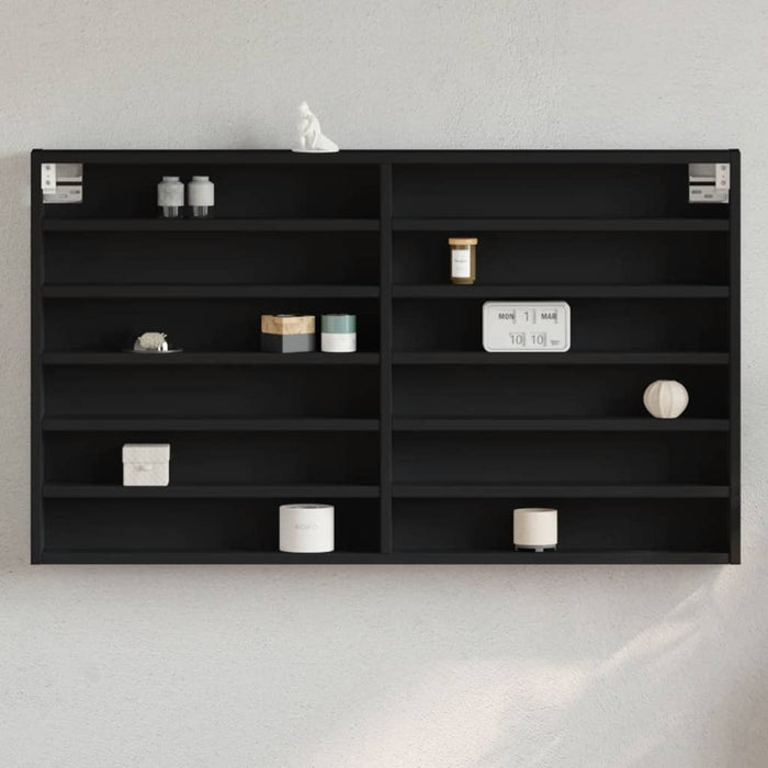 Dulap cu vitrină, negru, 100x8,5x58 cm, lemn prelucrat WALTI
