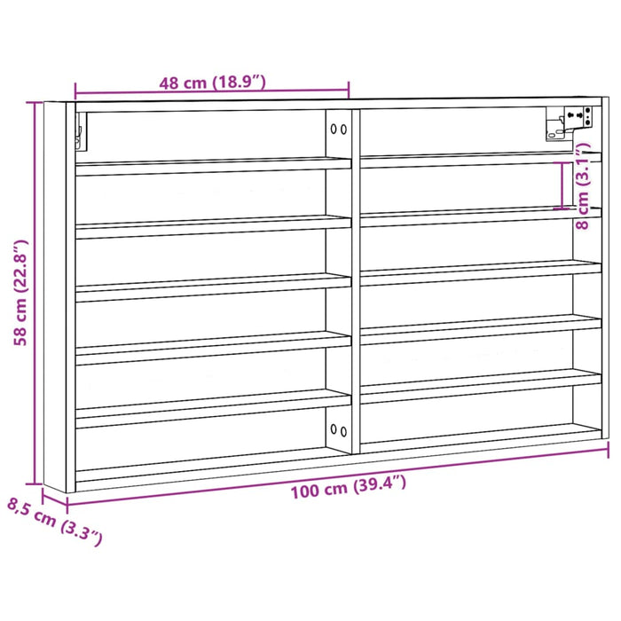 Dulap cu vitrină, gri beton, 100x8,5x58 cm, lemn prelucrat WALTI