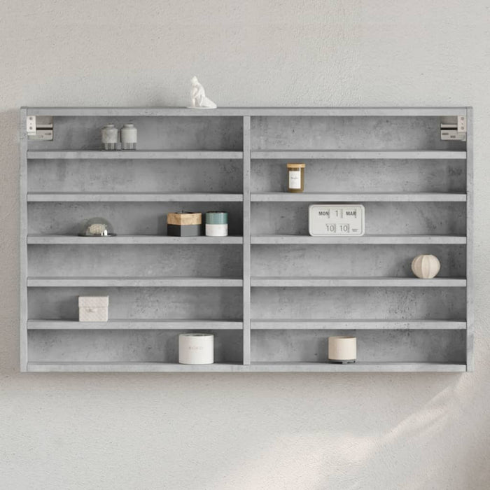 Dulap cu vitrină, gri beton, 100x8,5x58 cm, lemn prelucrat WALTI