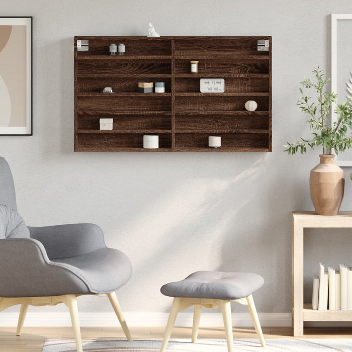 Dulap cu vitrină, stejar maro, 100x8,5x58 cm, lemn prelucrat WALTI