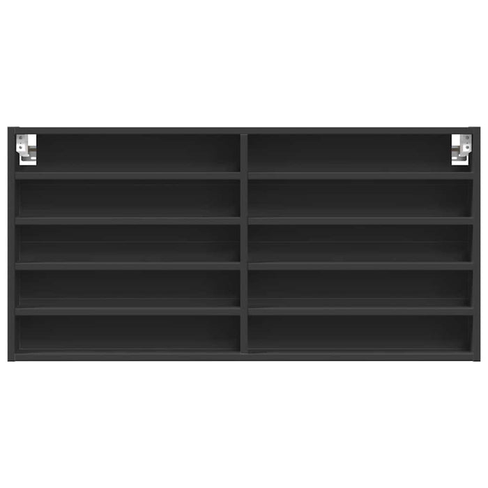 Dulap cu vitrină, negru, 100x8,5x58 cm, lemn prelucrat WALTI