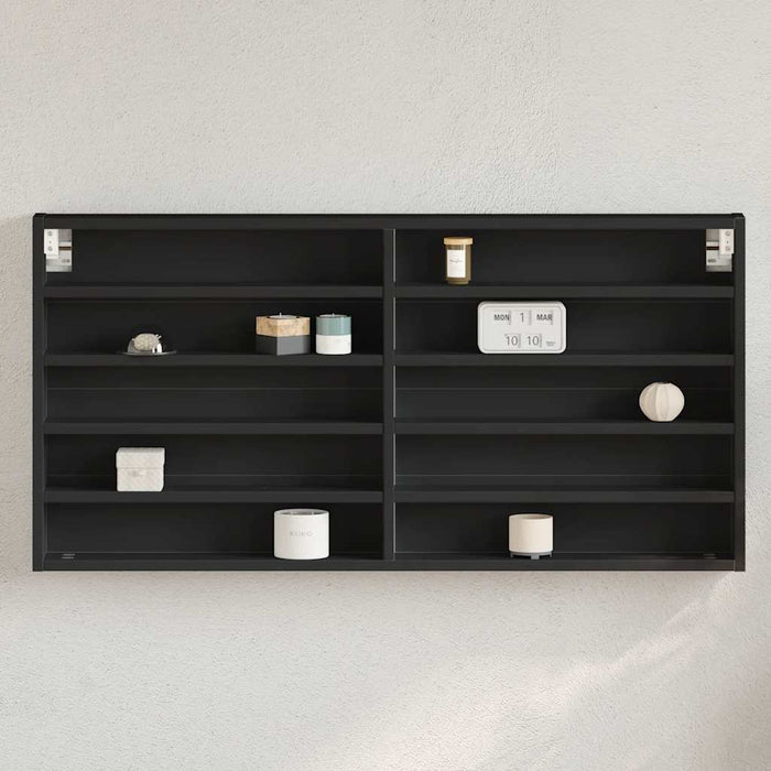 Dulap cu vitrină, negru, 100x8,5x58 cm, lemn prelucrat WALTI