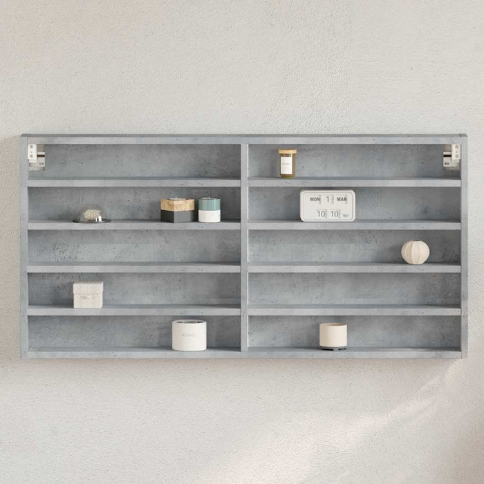 Dulap cu vitrină, gri beton, 100x8,5x50 cm, lemn prelucrat - WALTI WALTI
