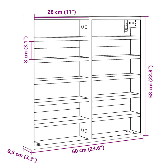 Dulap cu vitrină, alb, 60x8,5x58 cm, lemn prelucrat - WALTI WALTI