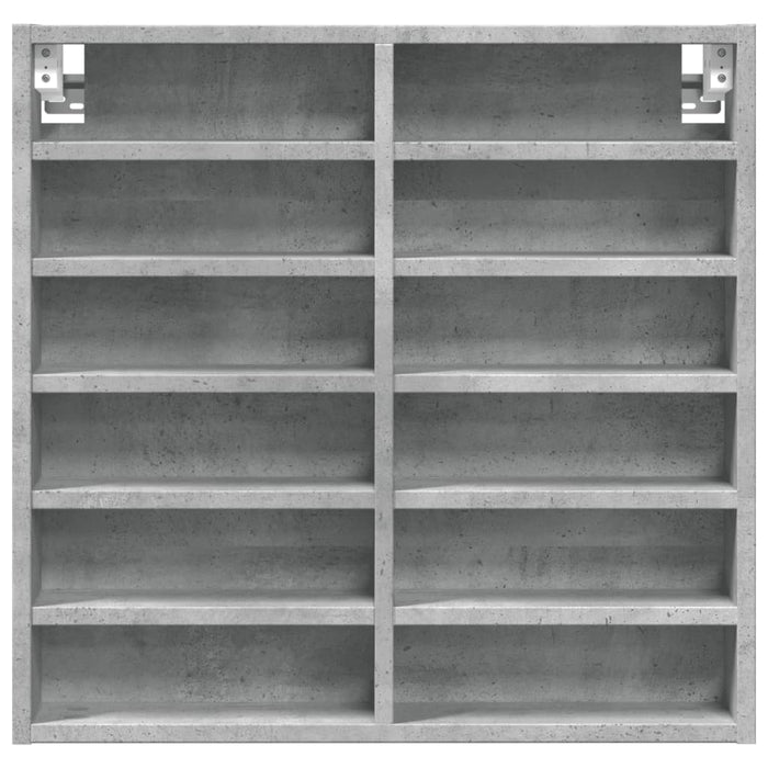 Dulap cu vitrină, gri beton, 60x8,5x58 cm, lemn prelucrat - WALTI WALTI