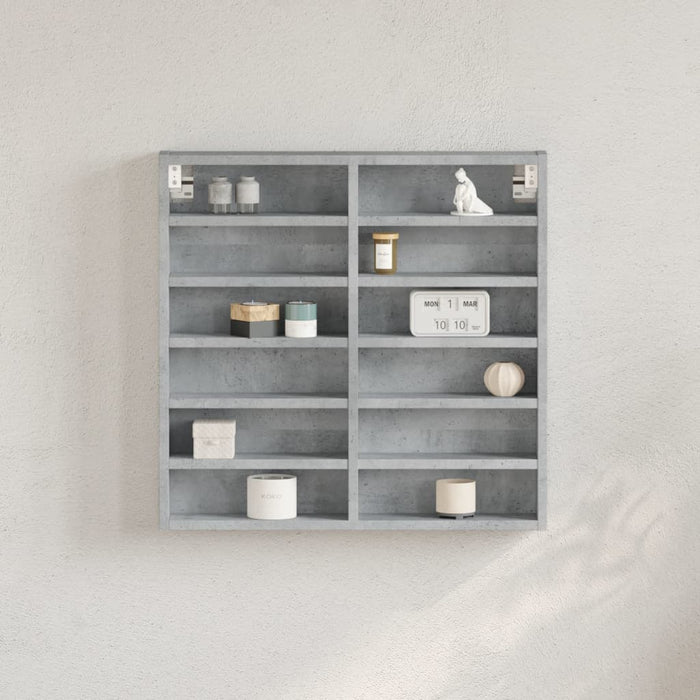 Dulap cu vitrină, gri beton, 60x8,5x58 cm, lemn prelucrat - WALTI WALTI