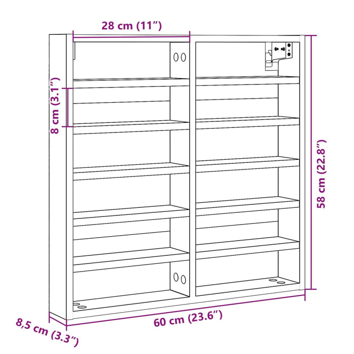 Dulap cu vitrină, stejar fumuriu, 60x8,5x58 cm, lemn prelucrat WALTI