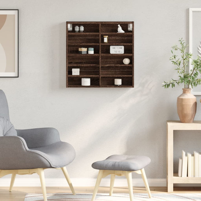 Dulap cu vitrină, stejar maro, 60x8,5x58 cm, lemn prelucrat WALTI