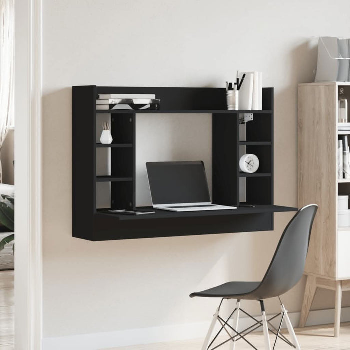 Birou montat pe perete, negru, 105x48x75 cm, lemn prelucrat - WALTI WALTI