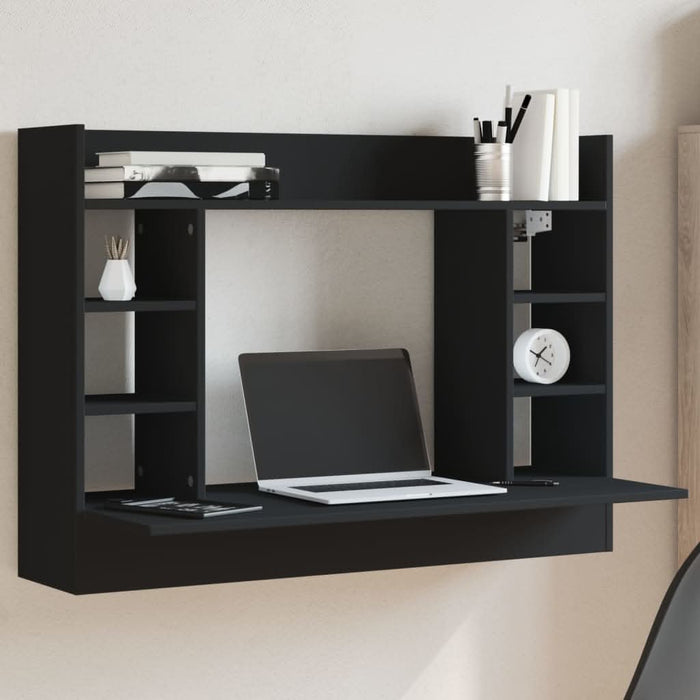 Birou montat pe perete, negru, 105x48x75 cm, lemn prelucrat - WALTI WALTI