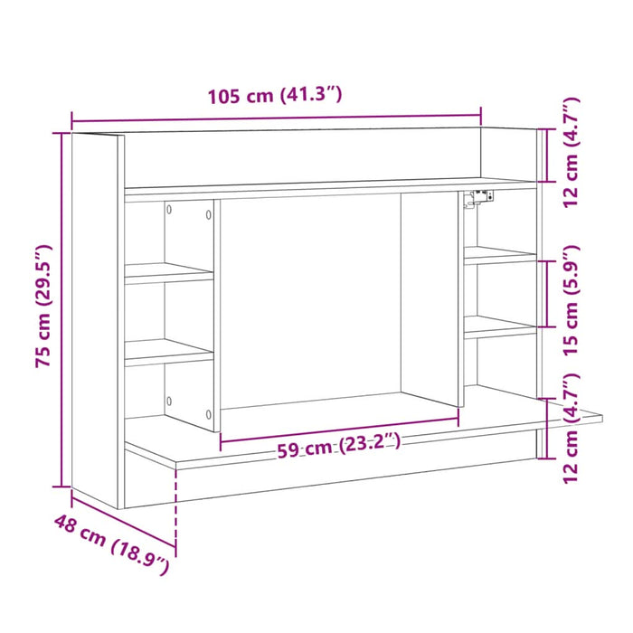 Birou montat perete stejar fumuriu 105x48x75cm lemn prelucrat - WALTI WALTI