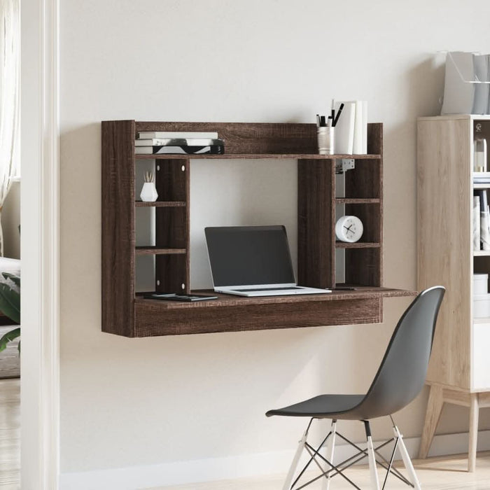 Birou montat pe perete stejar maro 105x48x75cm lemn prelucrat - WALTI WALTI
