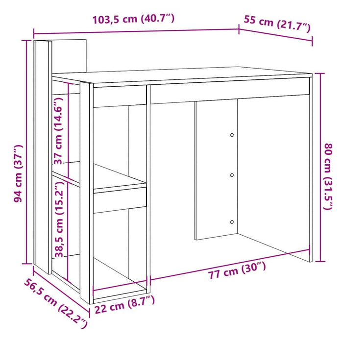 Birou, stejar sonoma, 103,5x56,5x94 cm, lemn prelucrat - WALTI WALTI