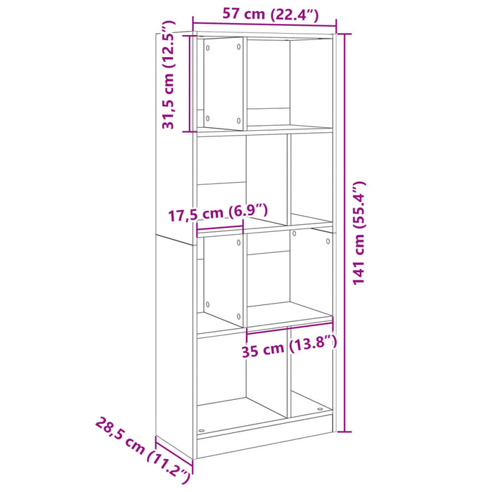 Bibliotecă, alb, 57x28,5x141 cm, lemn prelucrat - WALTI WALTI