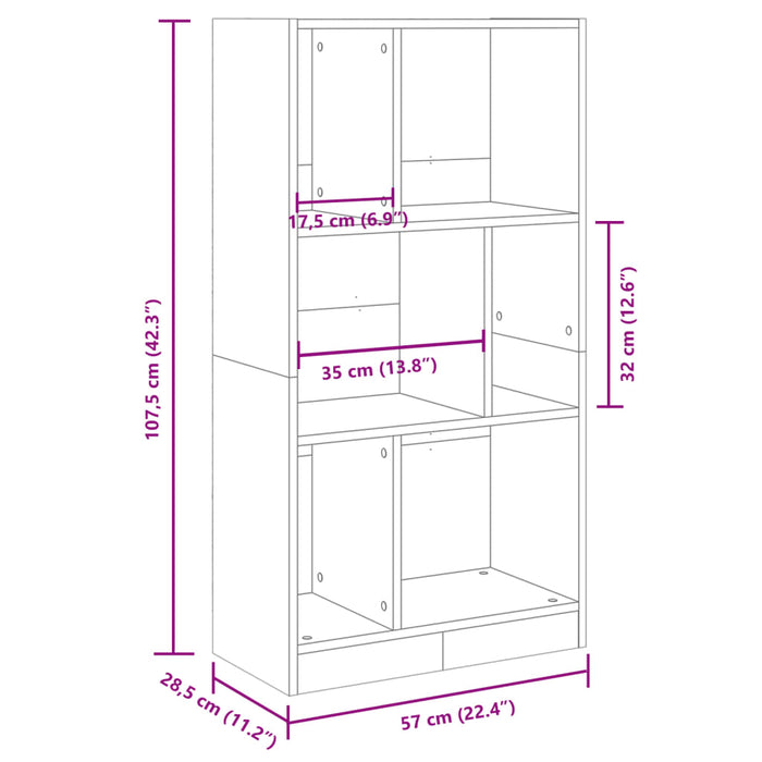 Bibliotecă, alb, 57x28,5x107,5 cm, lemn prelucrat - WALTI WALTI