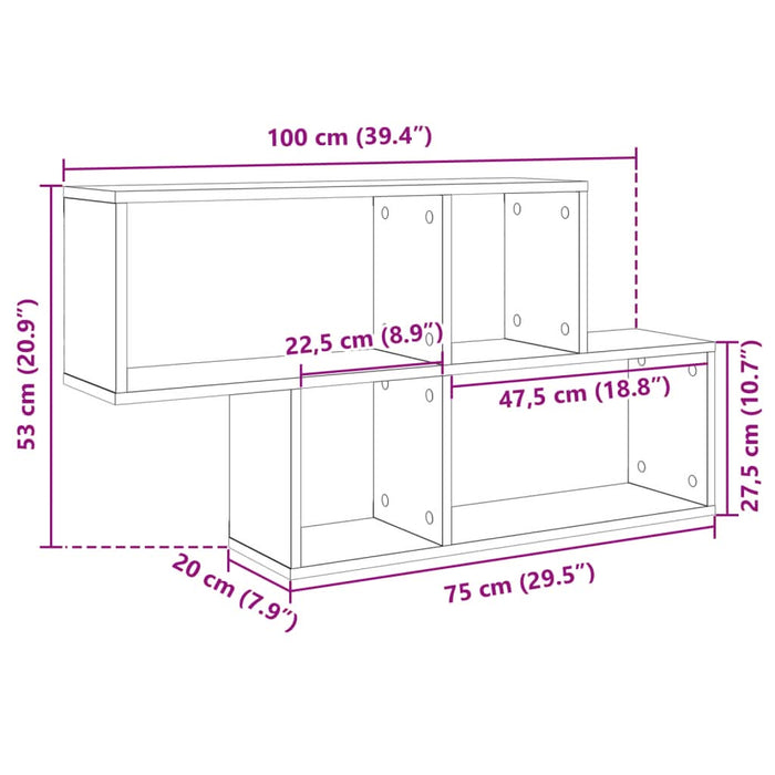 Raft de perete, alb, 100x20x53 cm, lemn prelucrat - WALTI WALTI