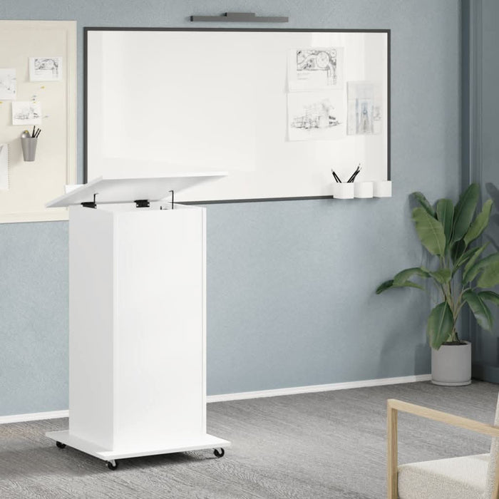 Pupitru cu roți și sertar alb 55x55x107 cm lemn prelucrat - WALTI WALTI